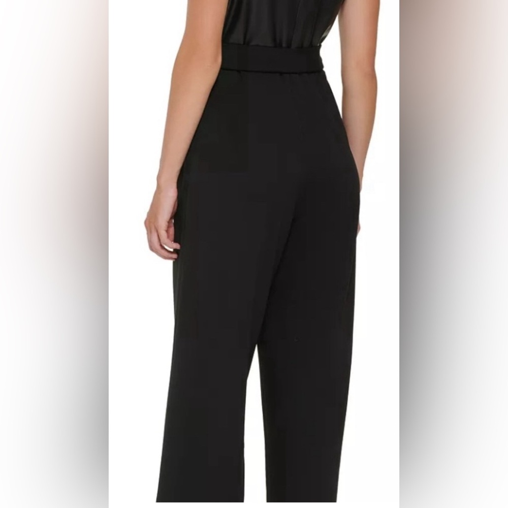 DKNY Mixed-Media Tie-Waist Jumpsuit - Picture 2 of 12